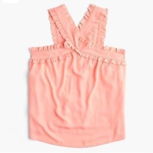 J Crew criss cross ruffled front tank Peach sz 10